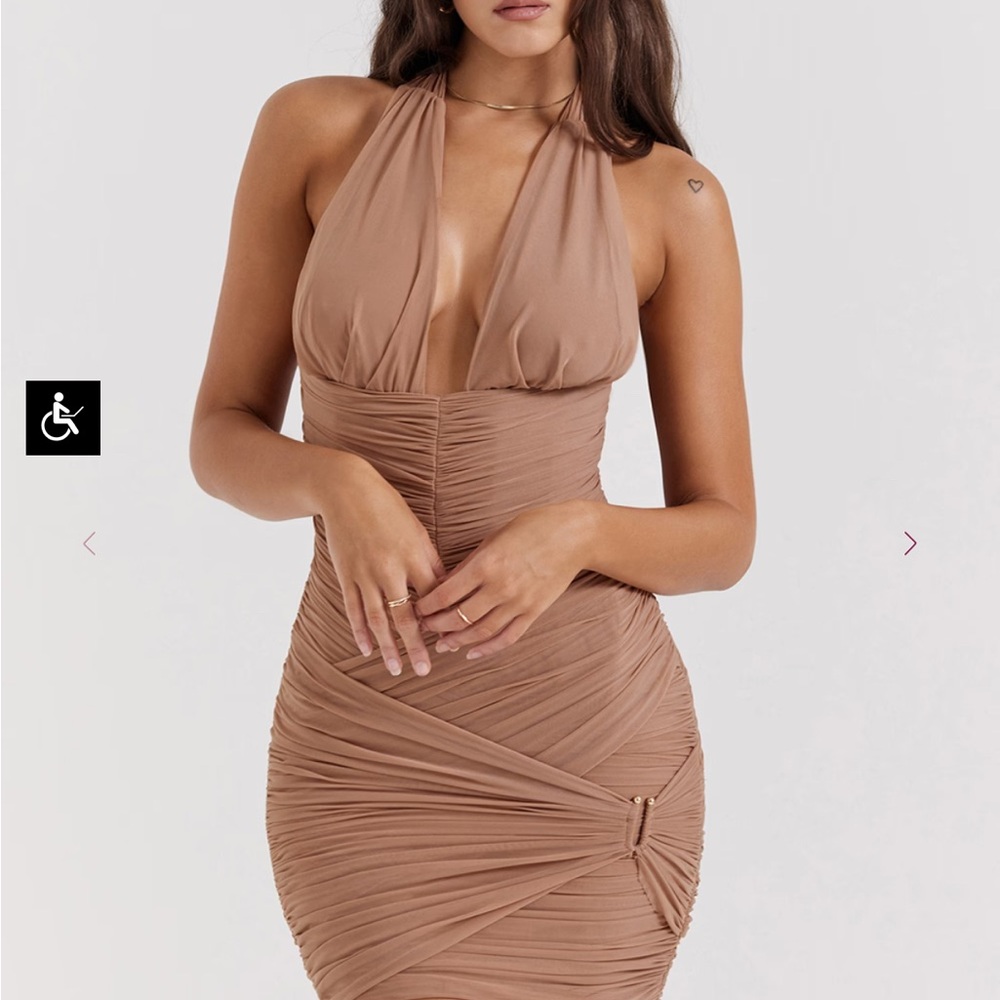 House of CB Tan Backless Dress